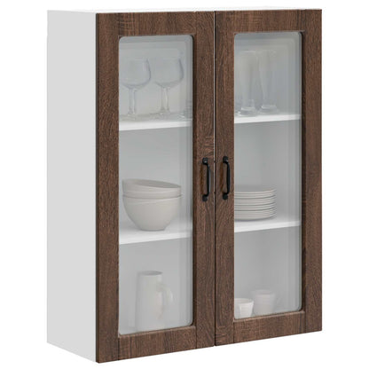 Wall Glass Cabinet PORTO Brown Oak 80 x 31 x 100 cm