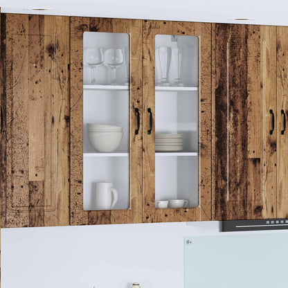 Wall Glass Cabinet PORTO Old Wood 80 x 31 x 100 cm