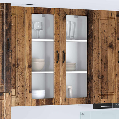 Wall Glass Cabinet PORTO Old Wood 80 x 31 x 100 cm