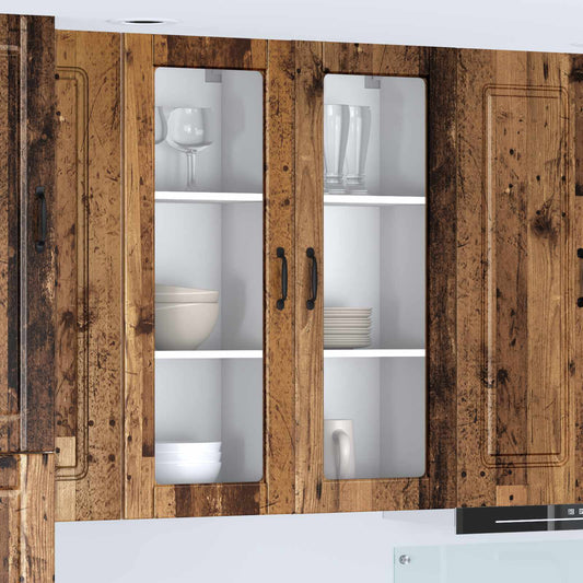 Wall Glass Cabinet PORTO Old Wood 80 x 31 x 100 cm