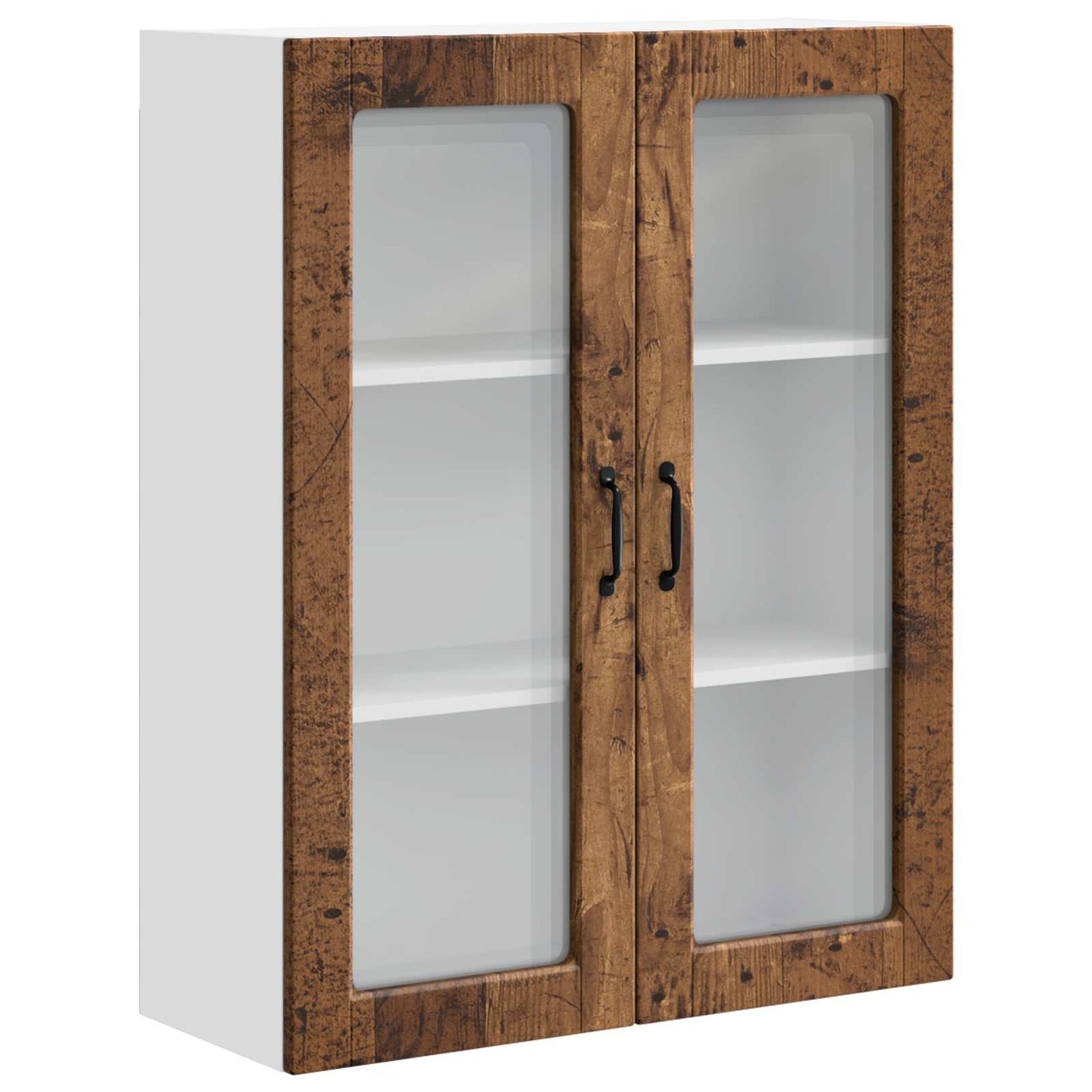 Wall Glass Cabinet PORTO Old Wood 80 x 31 x 100 cm