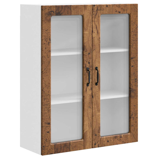 Wall Glass Cabinet PORTO Old Wood 80 x 31 x 100 cm