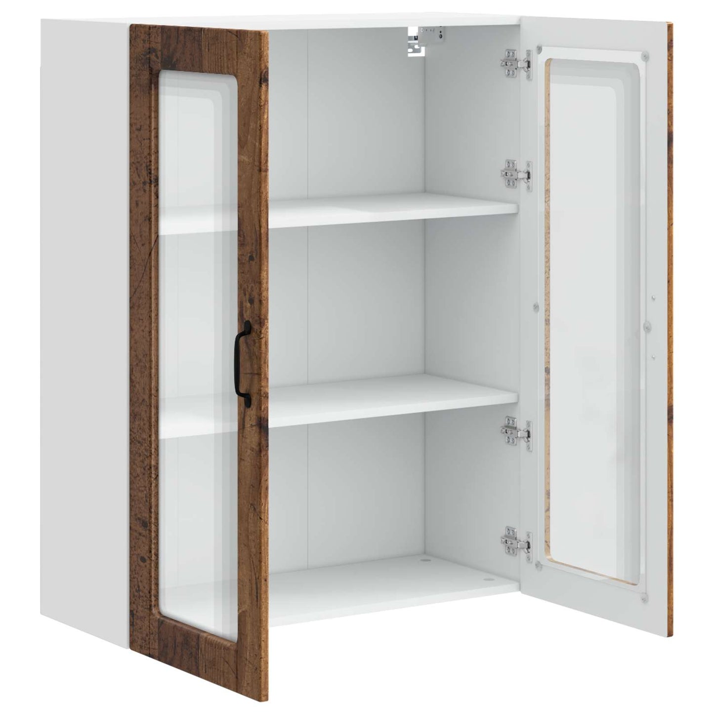 Wall Glass Cabinet PORTO Old Wood 80 x 31 x 100 cm
