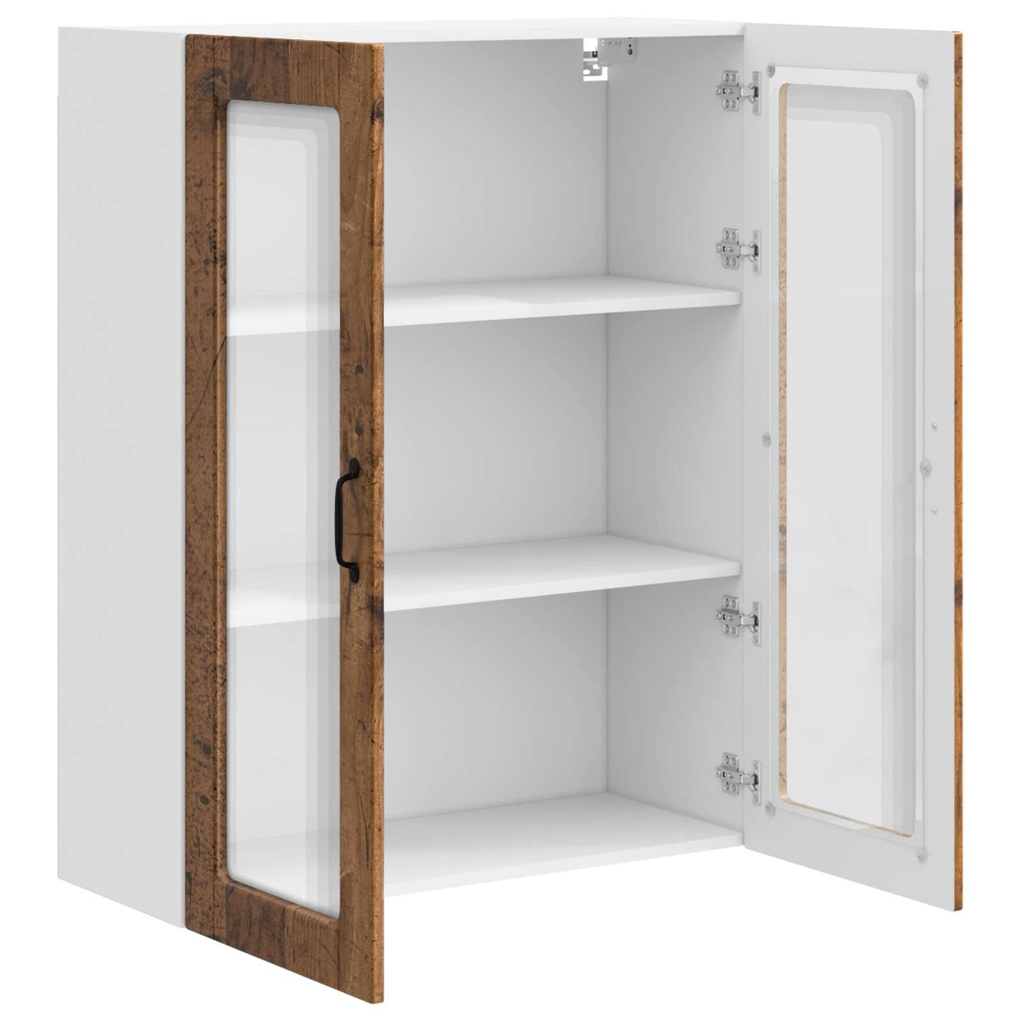 Wall Glass Cabinet PORTO Old Wood 80 x 31 x 100 cm