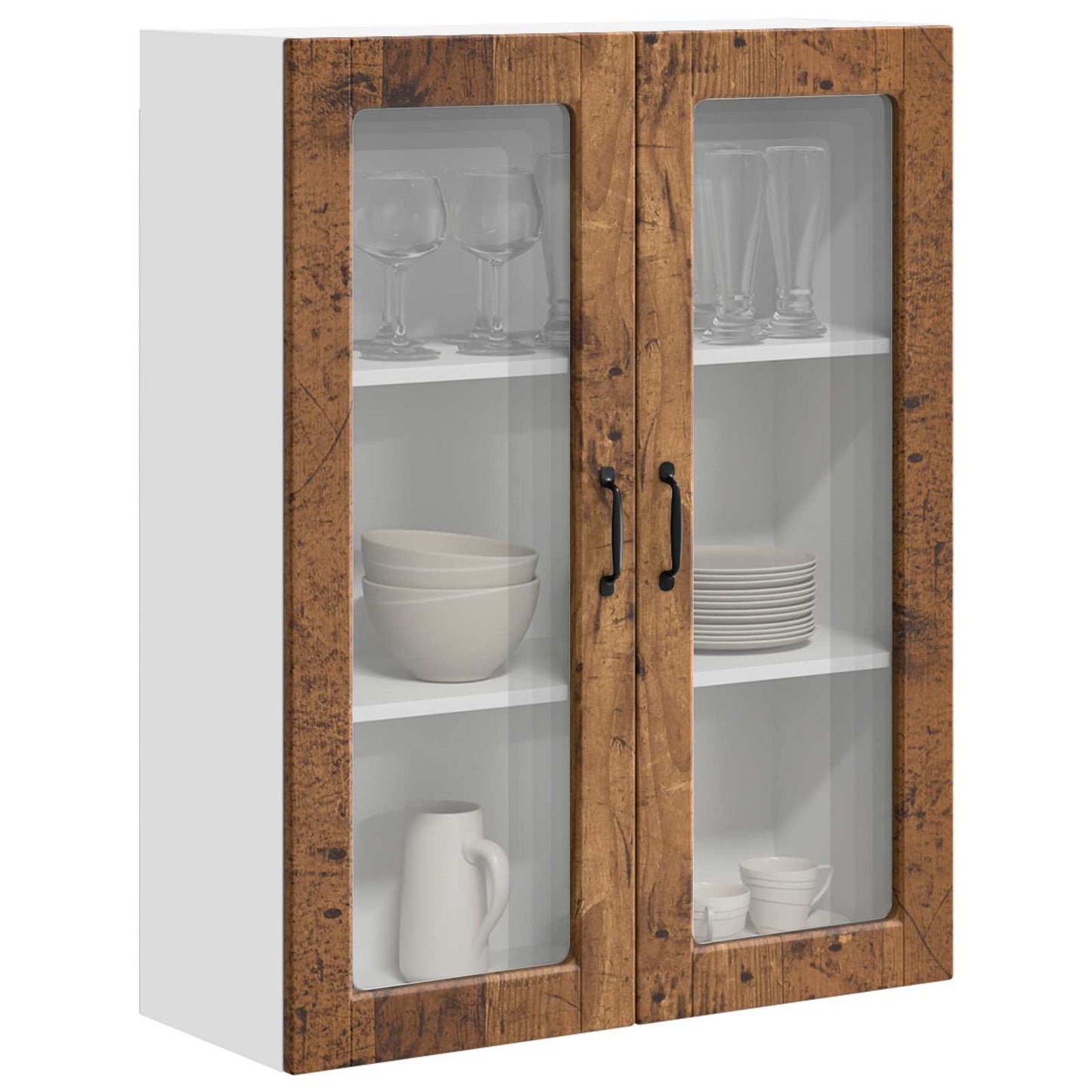 Wall Glass Cabinet PORTO Old Wood 80 x 31 x 100 cm