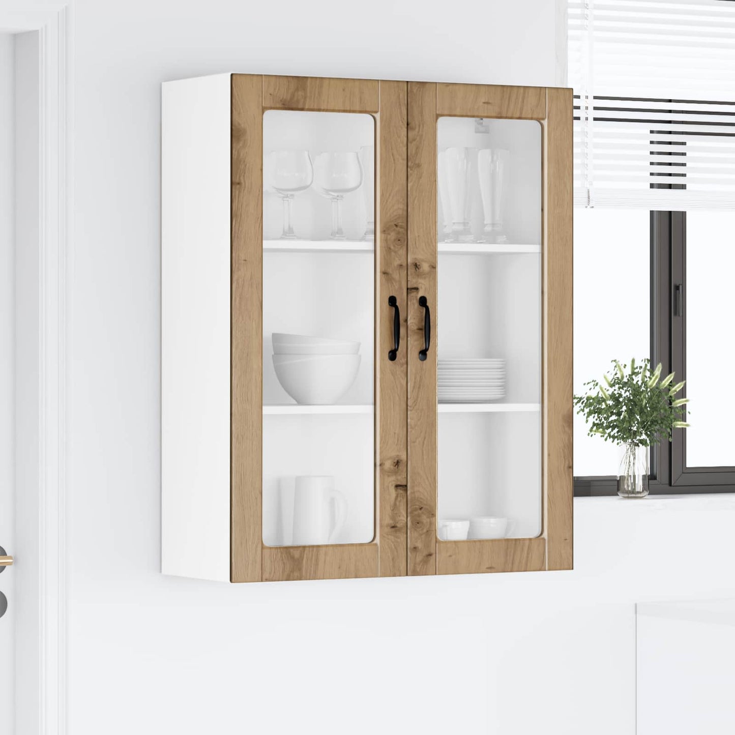 Wall Glass Cabinet PORTO Artisan Oak 80 x 31 x 100 cm