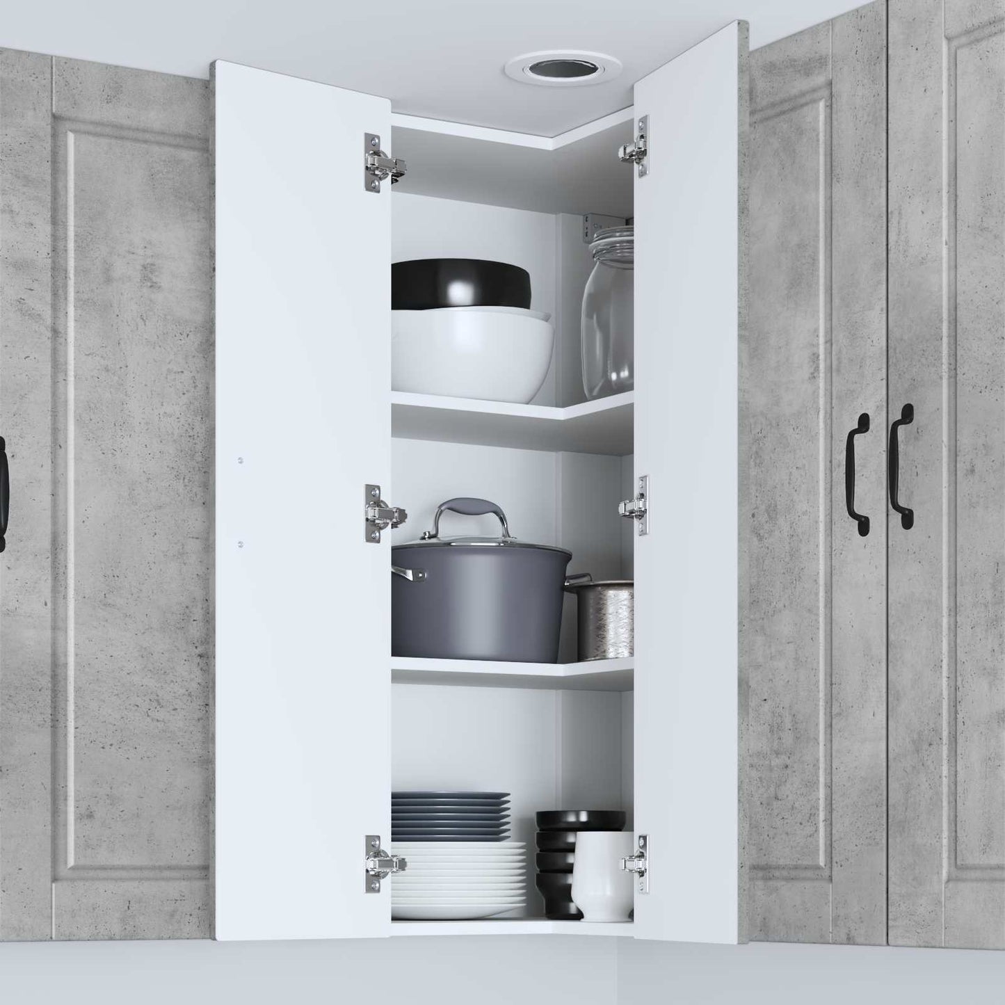 Wall Corner Cabinet PORTO Concrete Grey 57 x 57 x 100 cm