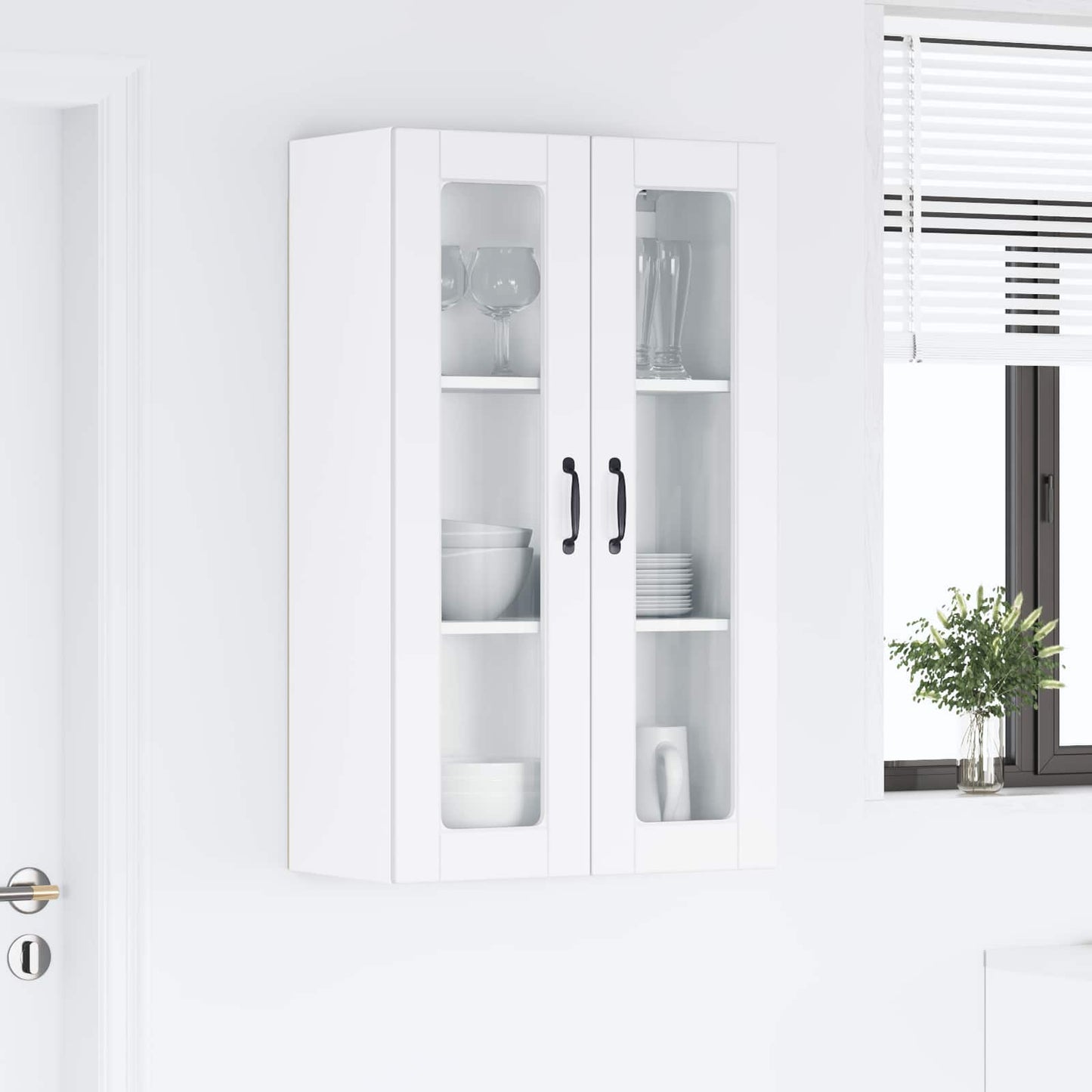 Wall Glass Cabinet PORTO White 60 x 31 x 100 cm Engineered Wood