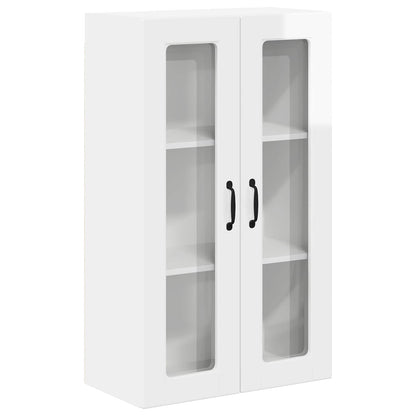 Wall Glass Cabinet PORTO High Gloss White 60 x 31 x 100 cm