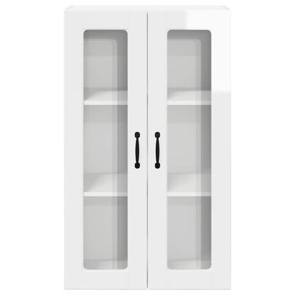 Wall Glass Cabinet PORTO High Gloss White 60 x 31 x 100 cm