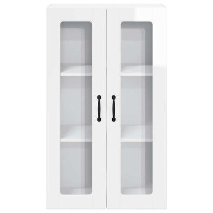 Wall Glass Cabinet PORTO High Gloss White 60 x 31 x 100 cm