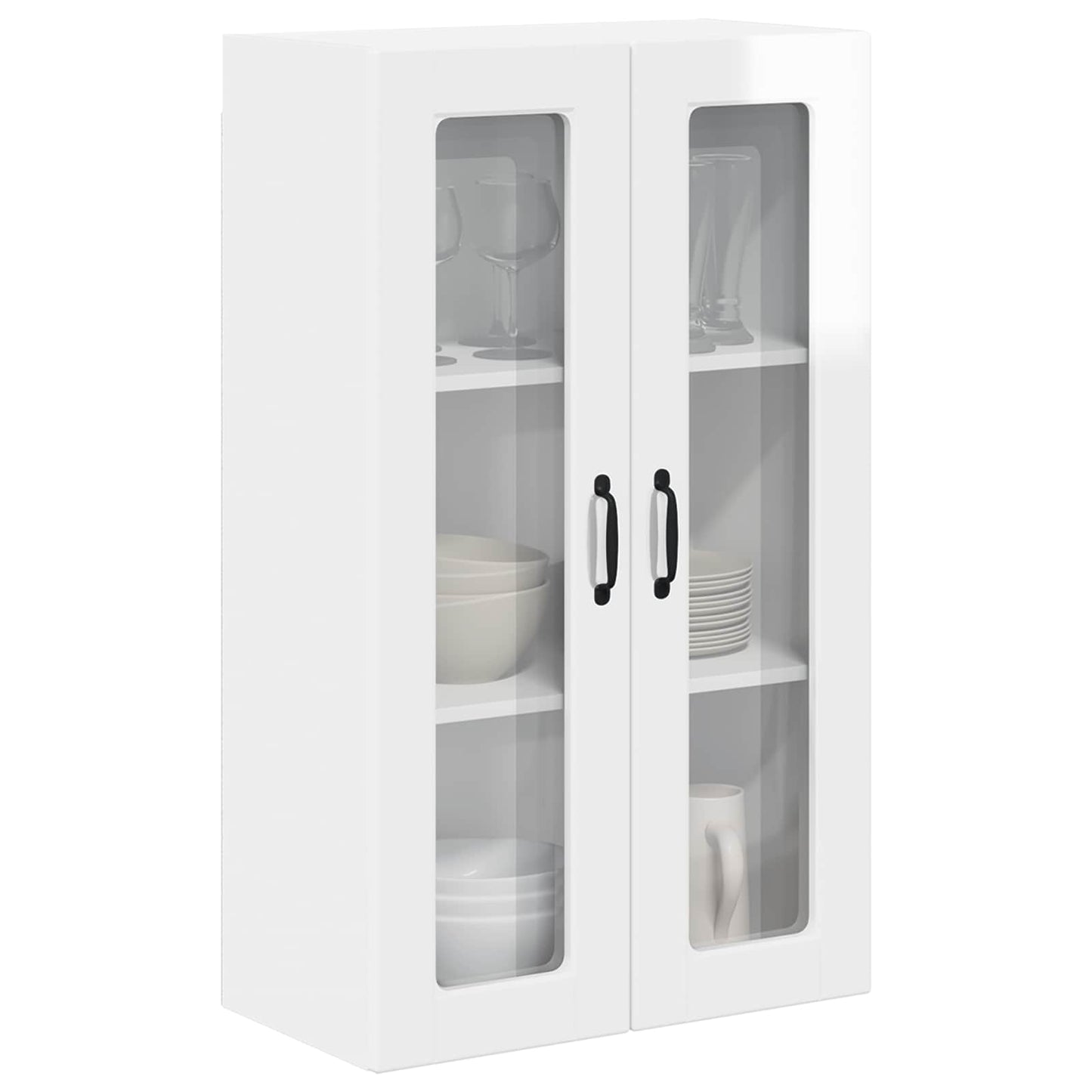 Wall Glass Cabinet PORTO High Gloss White 60 x 31 x 100 cm