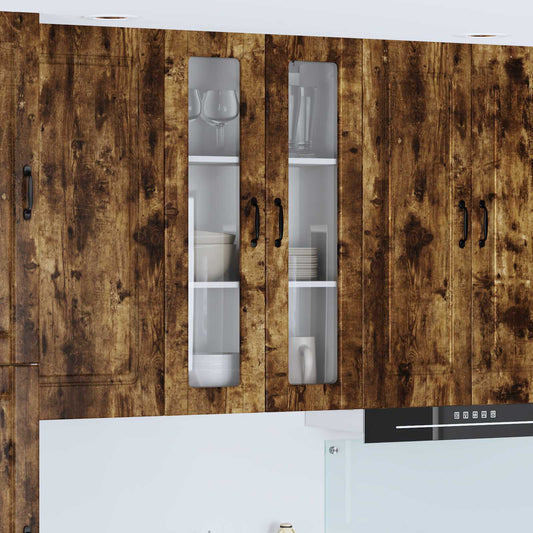 Wall Glass Cabinet PORTO Smoked Oak 60 x 31 x 100 cm