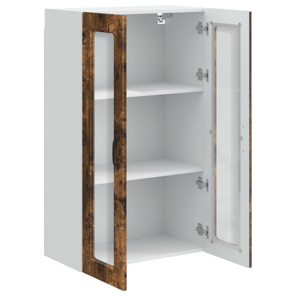 Wall Glass Cabinet PORTO Smoked Oak 60 x 31 x 100 cm