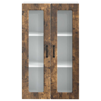 Wall Glass Cabinet PORTO Smoked Oak 60 x 31 x 100 cm