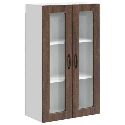 Wall Glass Cabinet PORTO Brown Oak 60 x 31 x 100 cm