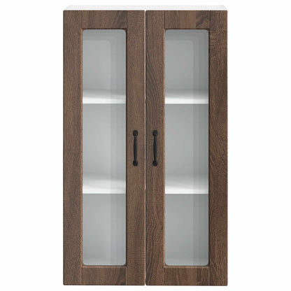 Wall Glass Cabinet PORTO Brown Oak 60 x 31 x 100 cm