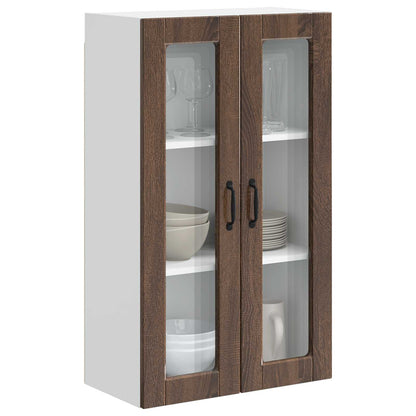 Wall Glass Cabinet PORTO Brown Oak 60 x 31 x 100 cm