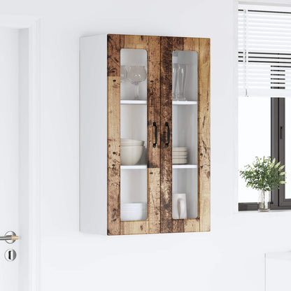 Wall Glass Cabinet PORTO Old Wood 60 x 31 x 100 cm