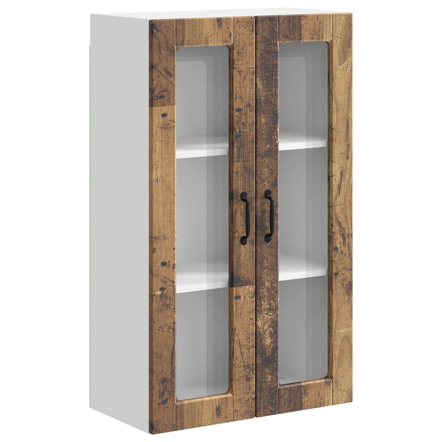 Wall Glass Cabinet PORTO Old Wood 60 x 31 x 100 cm