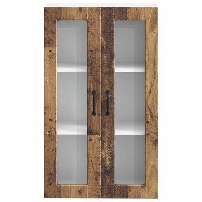 Wall Glass Cabinet PORTO Old Wood 60 x 31 x 100 cm