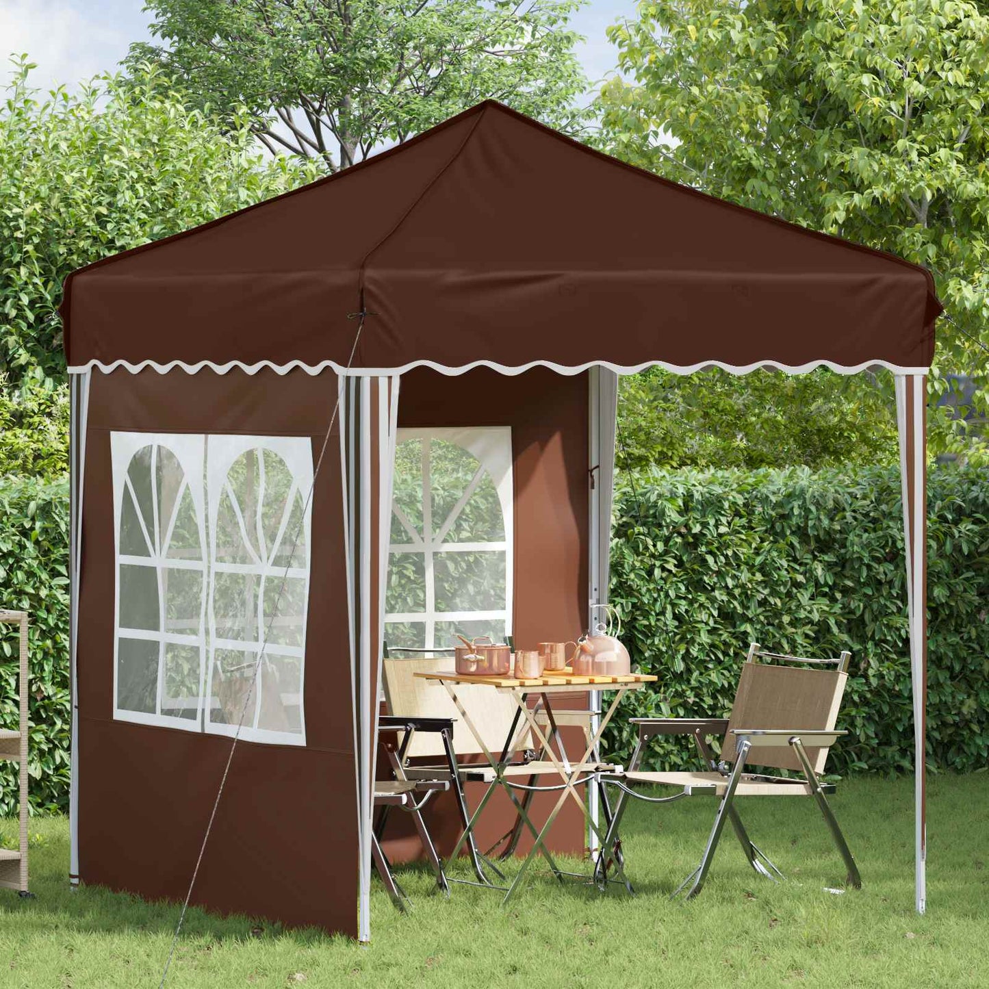 Pop-up Party Tent 195 x 195 x 245 cm Brown Oxford Fabric