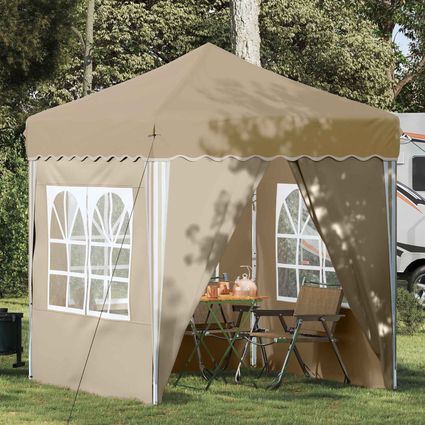 Pop-up Party Tent 195 x 195 x 245 cm Cream Oxford Fabric