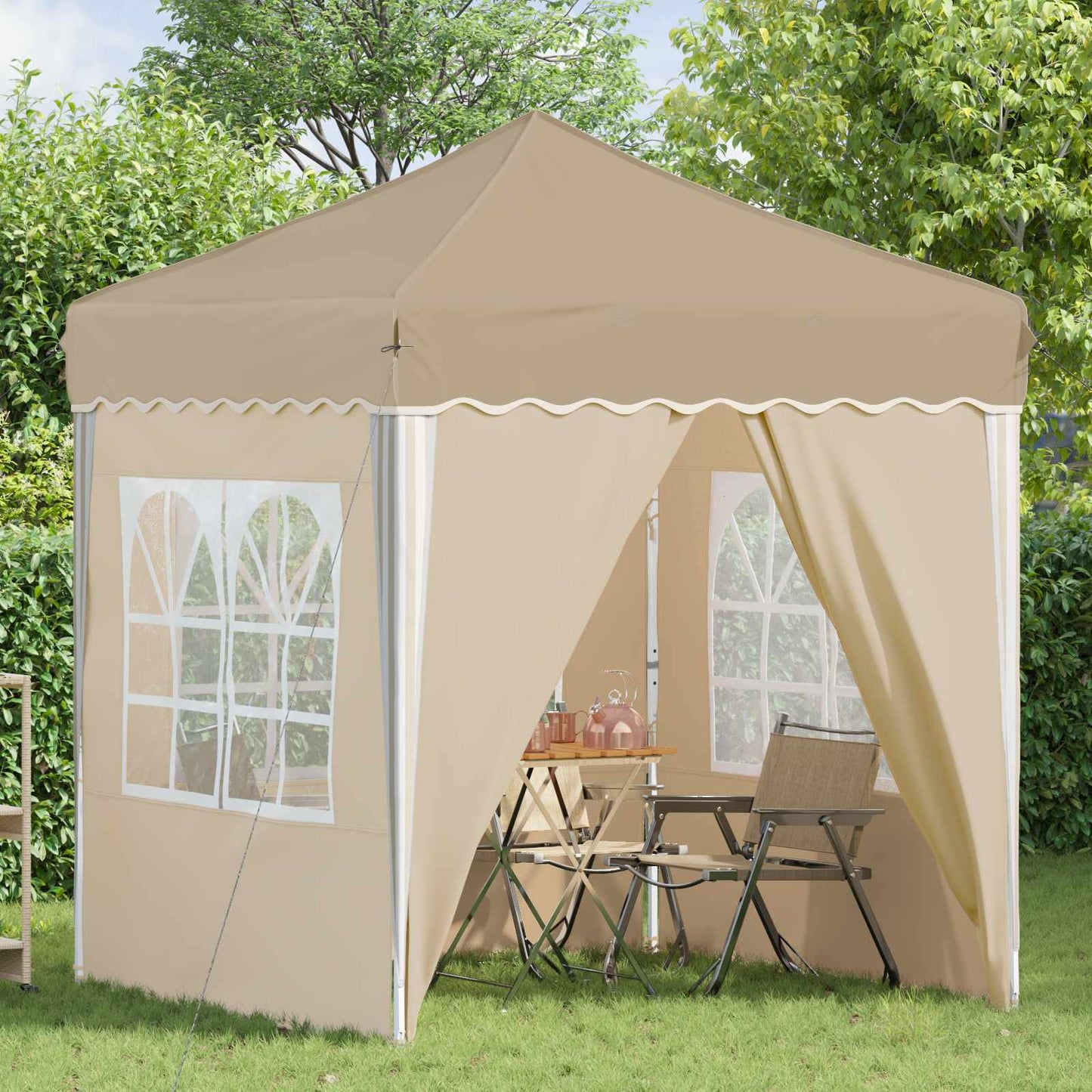 Pop-up Party Tent 195 x 195 x 245 cm Cream Oxford Fabric