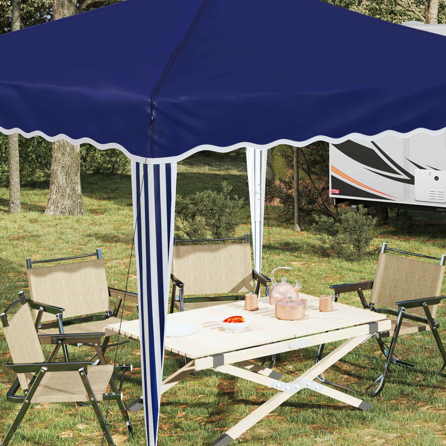 Pop-up Party Tent 288 x 288 x 245 cm Blue Oxford Fabric