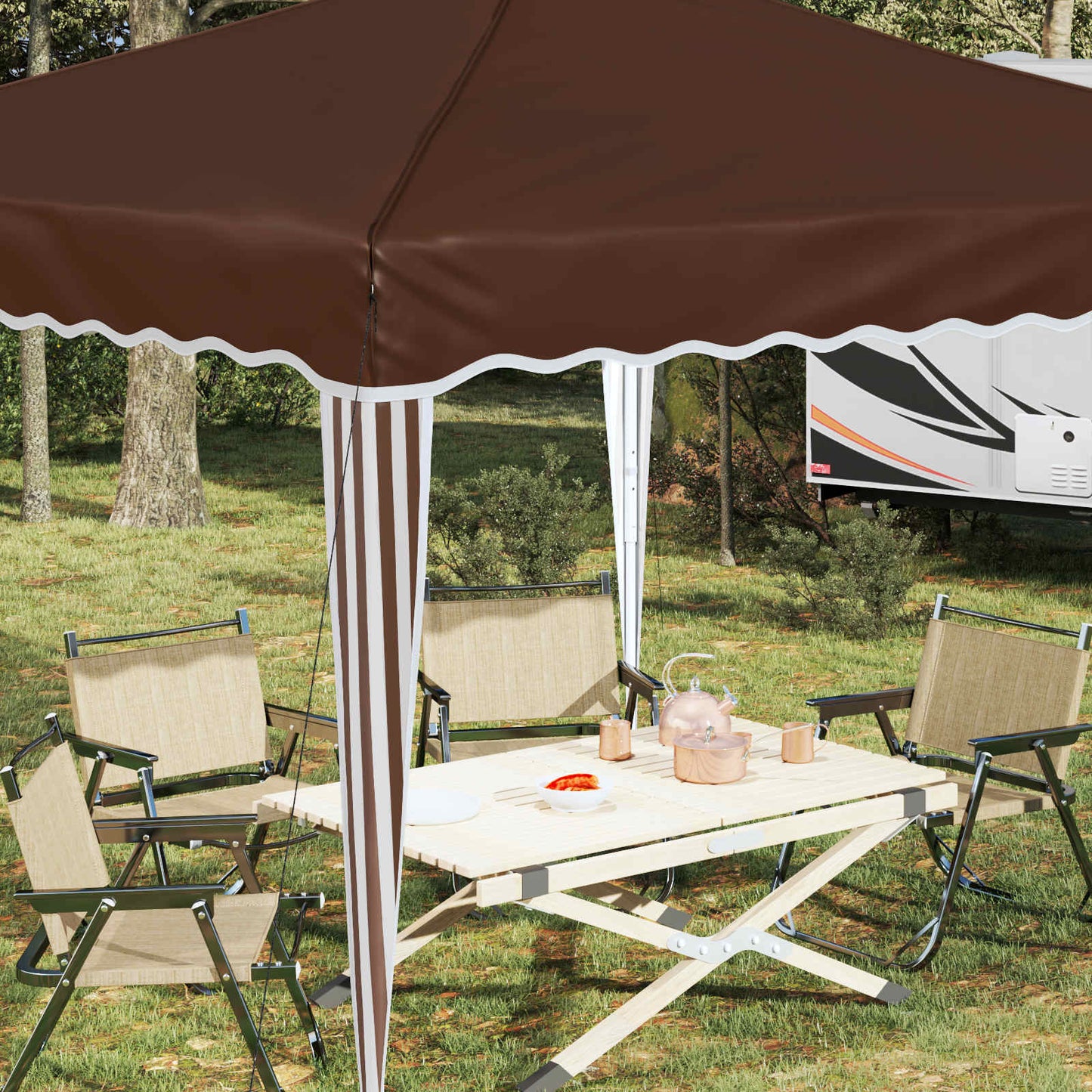 Pop-up Party Tent 288 x 288 x 245 cm Brown Oxford Fabric