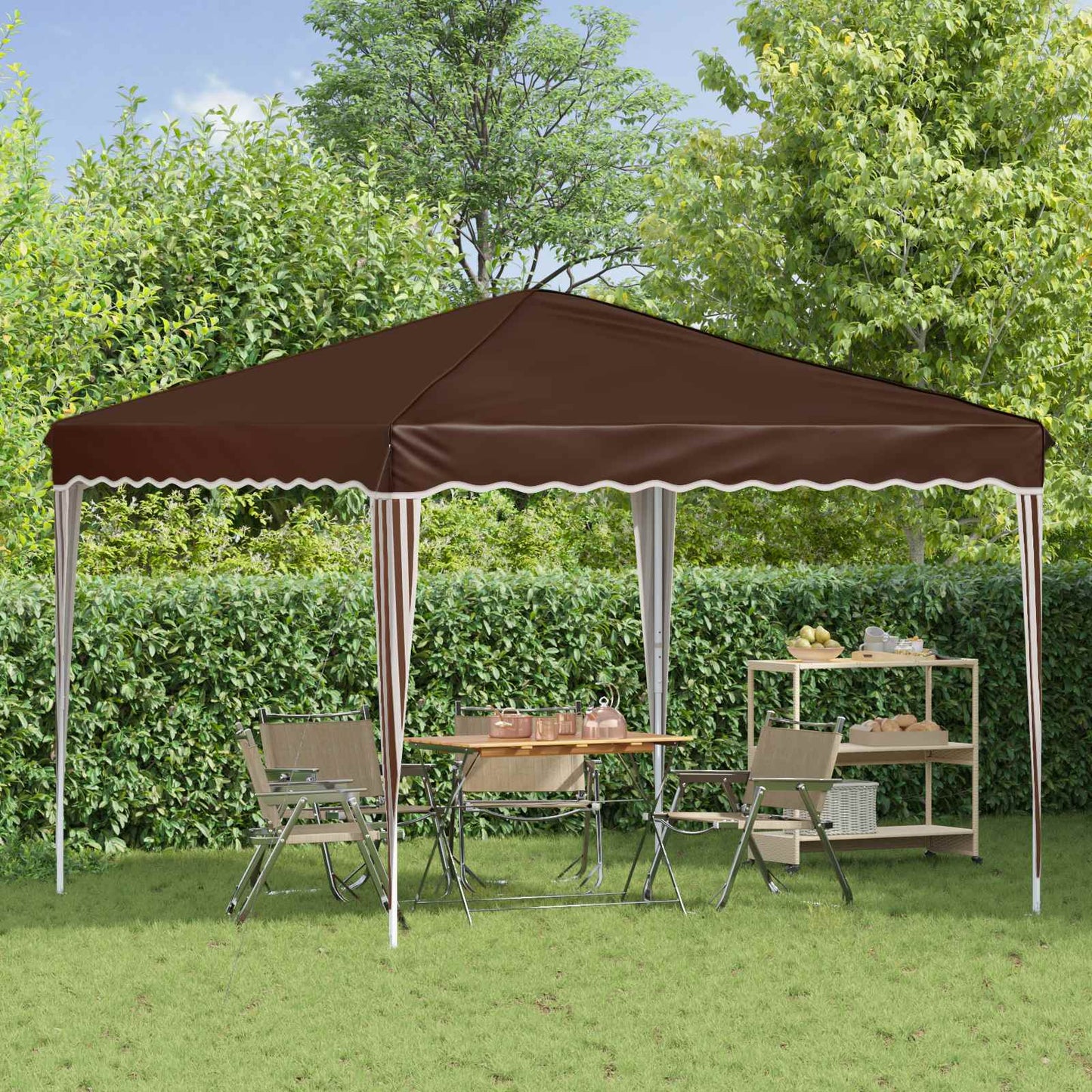 Pop-up Party Tent 288 x 288 x 245 cm Brown Oxford Fabric