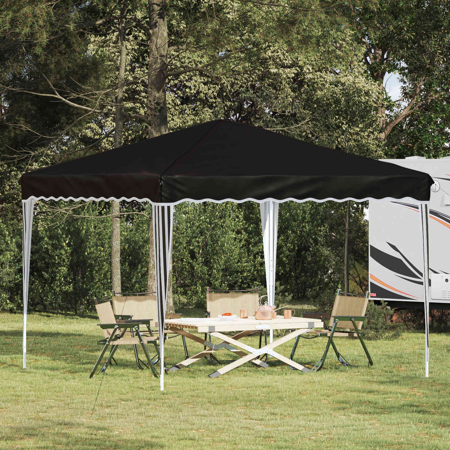 Pop-up Party Tent 288 x 288 x 245 cm Black Oxford Fabric
