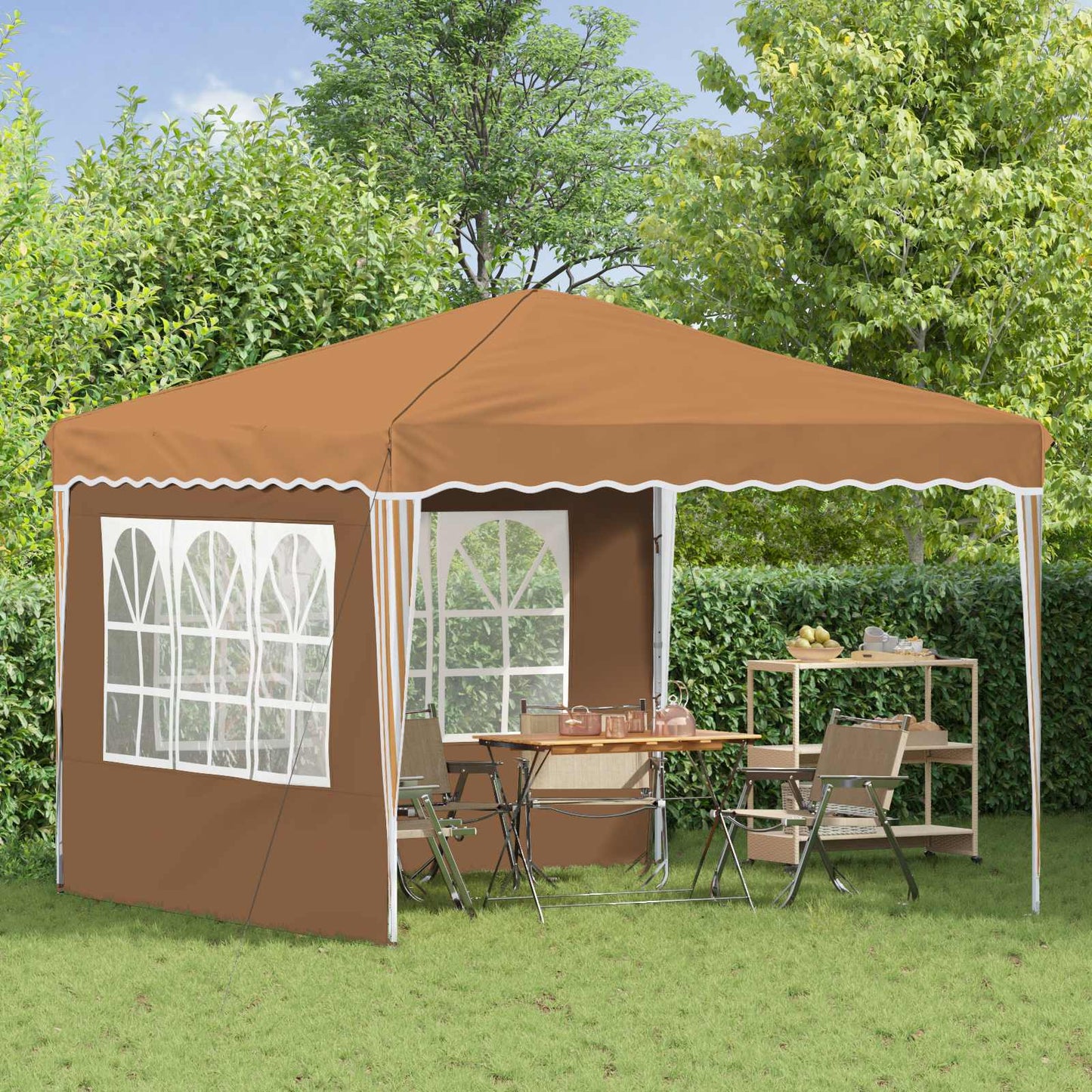 Pop-up Party Tent 288 x 288 x 245 cm Beige Oxford Fabric