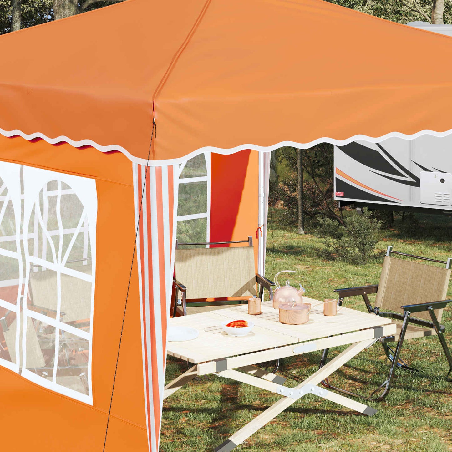 Pop-up Party Tent 288 x 288 x 245 cm Orange Oxford Fabric