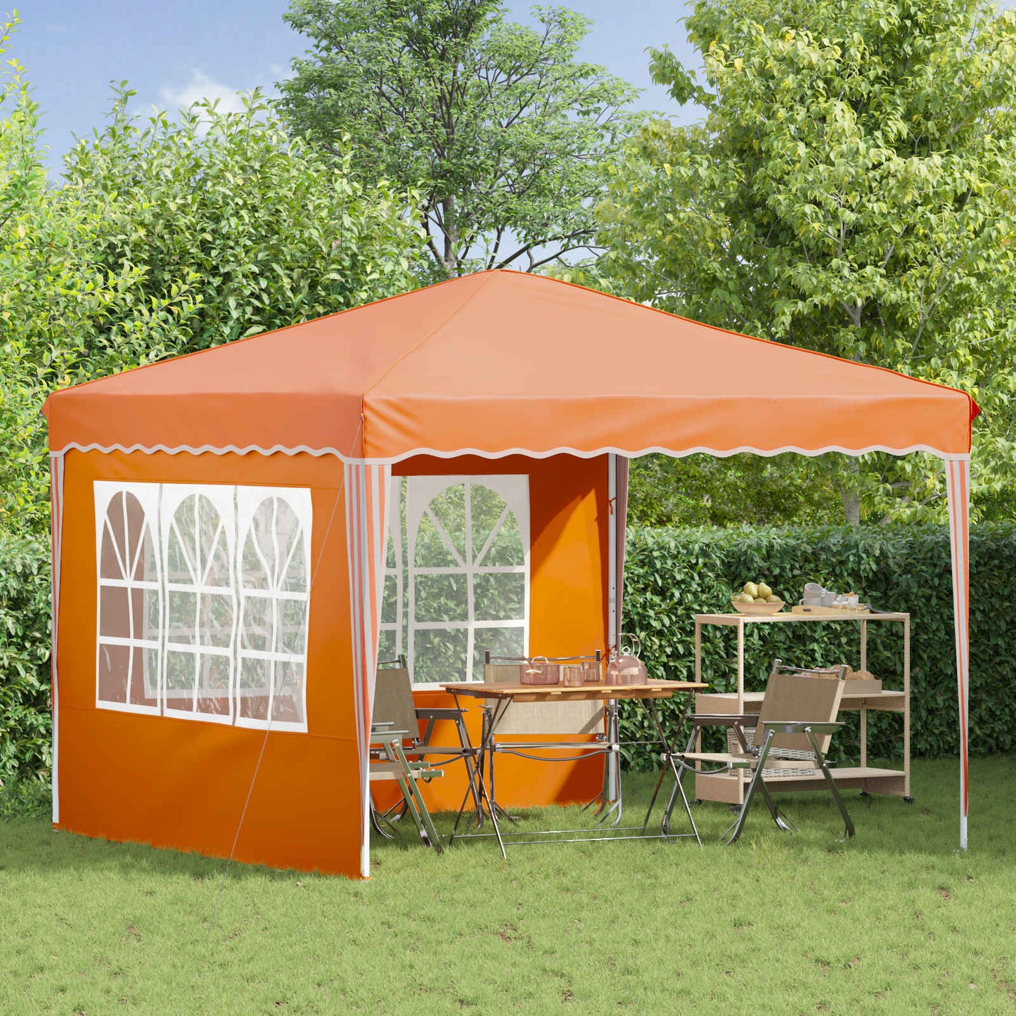Pop-up Party Tent 288 x 288 x 245 cm Orange Oxford Fabric