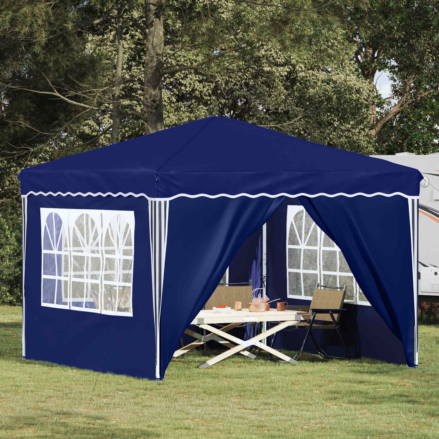 Pop-up Party Tent 288 x 288 x 245 cm Blue Oxford Fabric