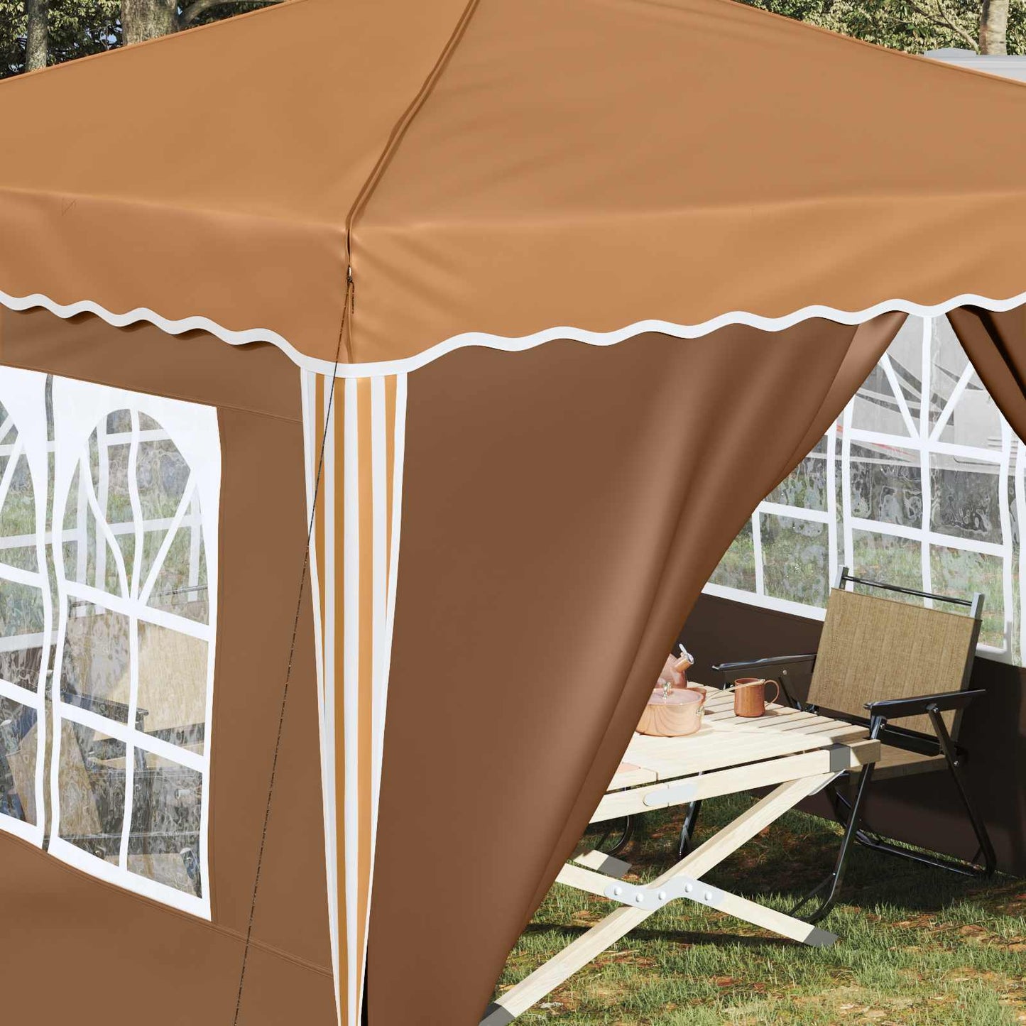 Pop-up Party Tent 288 x 288 x 245 cm Beige Oxford Fabric