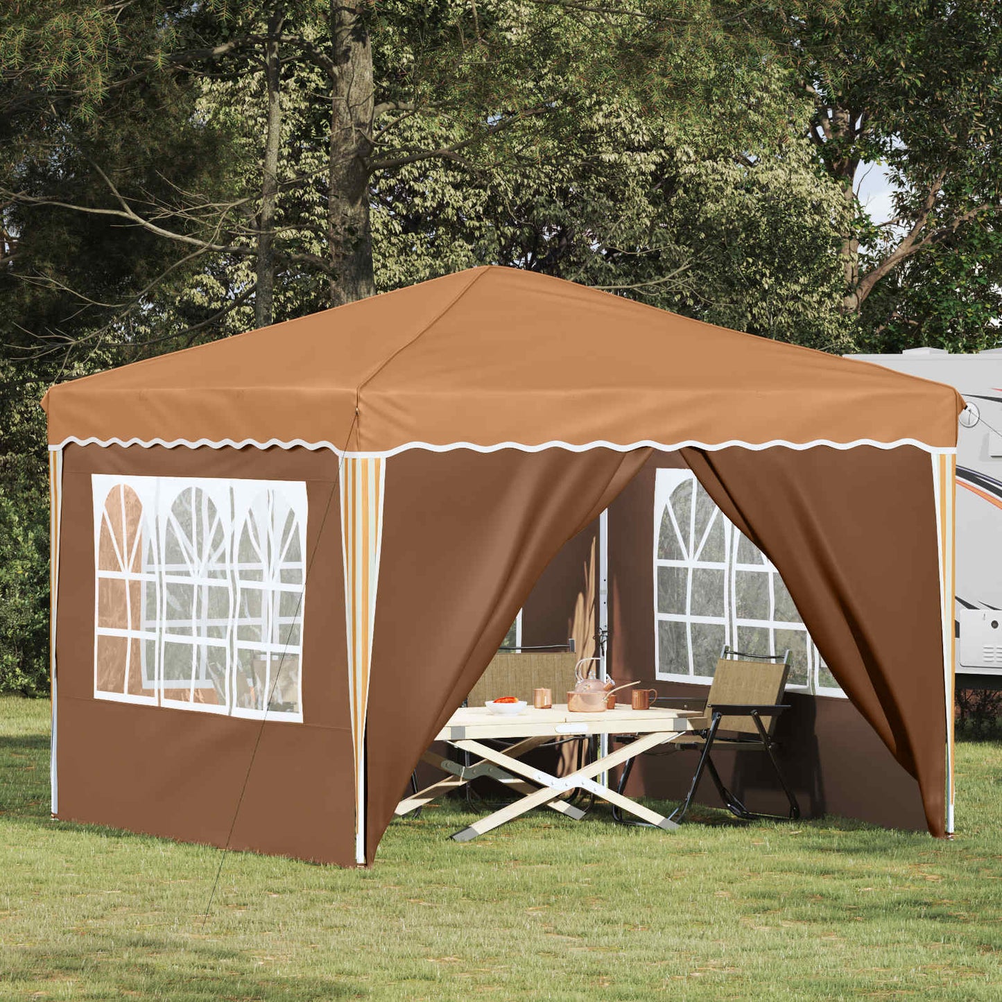 Pop-up Party Tent 288 x 288 x 245 cm Beige Oxford Fabric