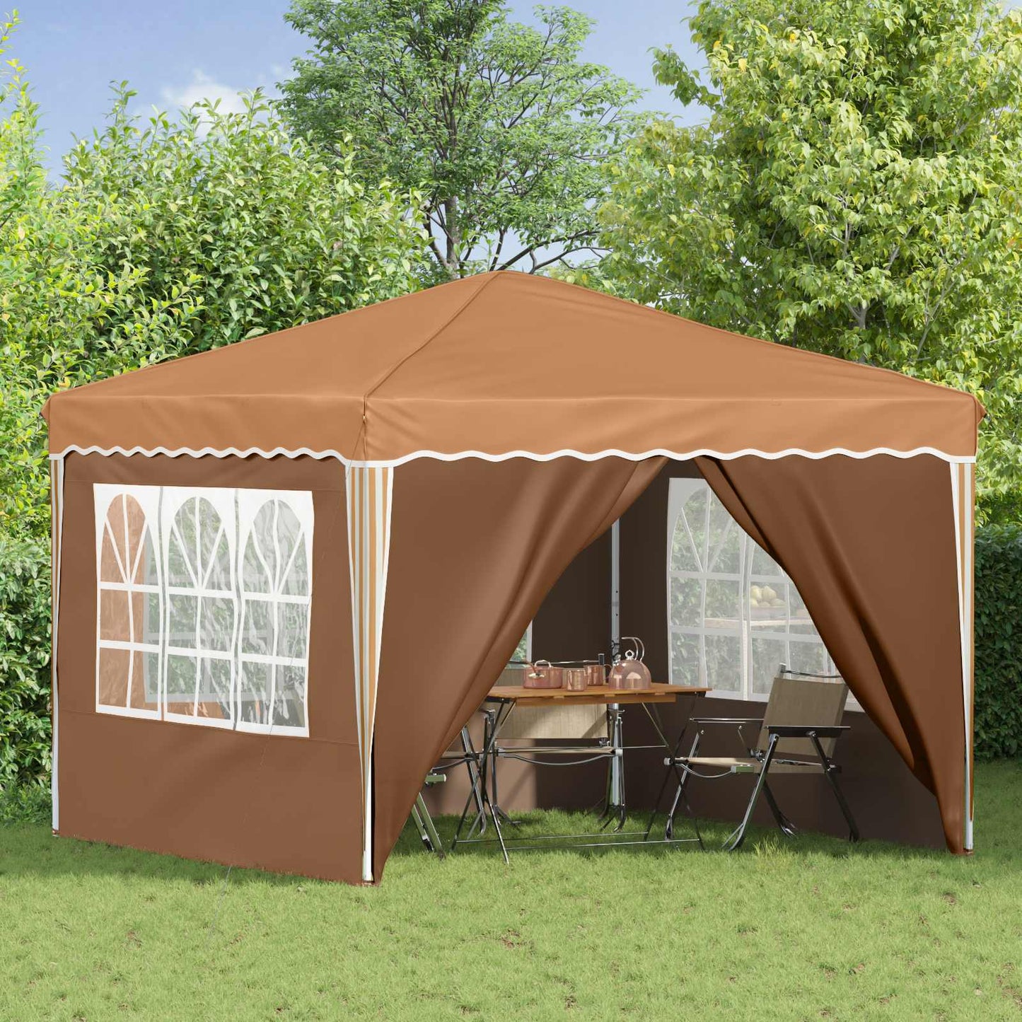 Pop-up Party Tent 288 x 288 x 245 cm Beige Oxford Fabric
