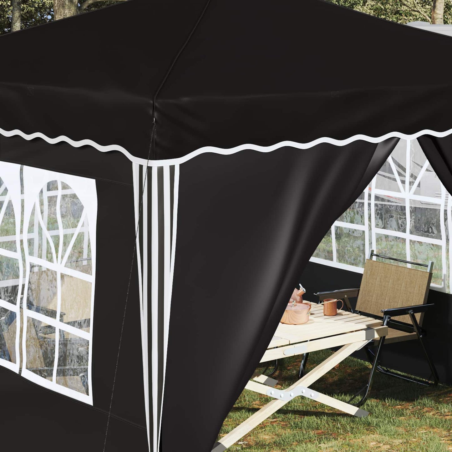 Pop-up Party Tent 288 x 288 x 245 cm Black Oxford Fabric