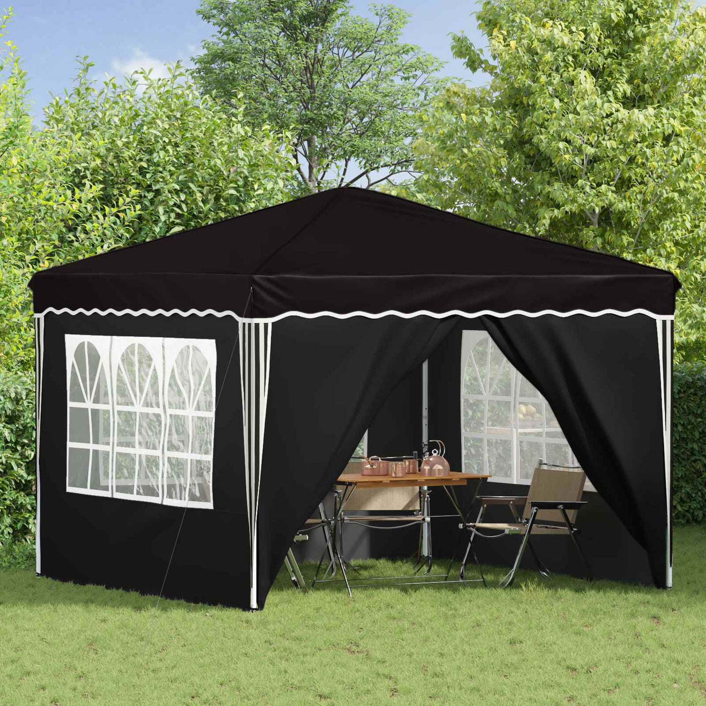 Pop-up Party Tent 288 x 288 x 245 cm Black Oxford Fabric