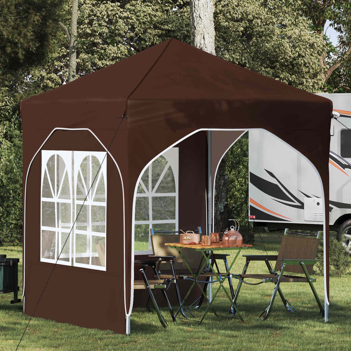 Pop-up Party Tent 192 x 192 x 245 cm Brown