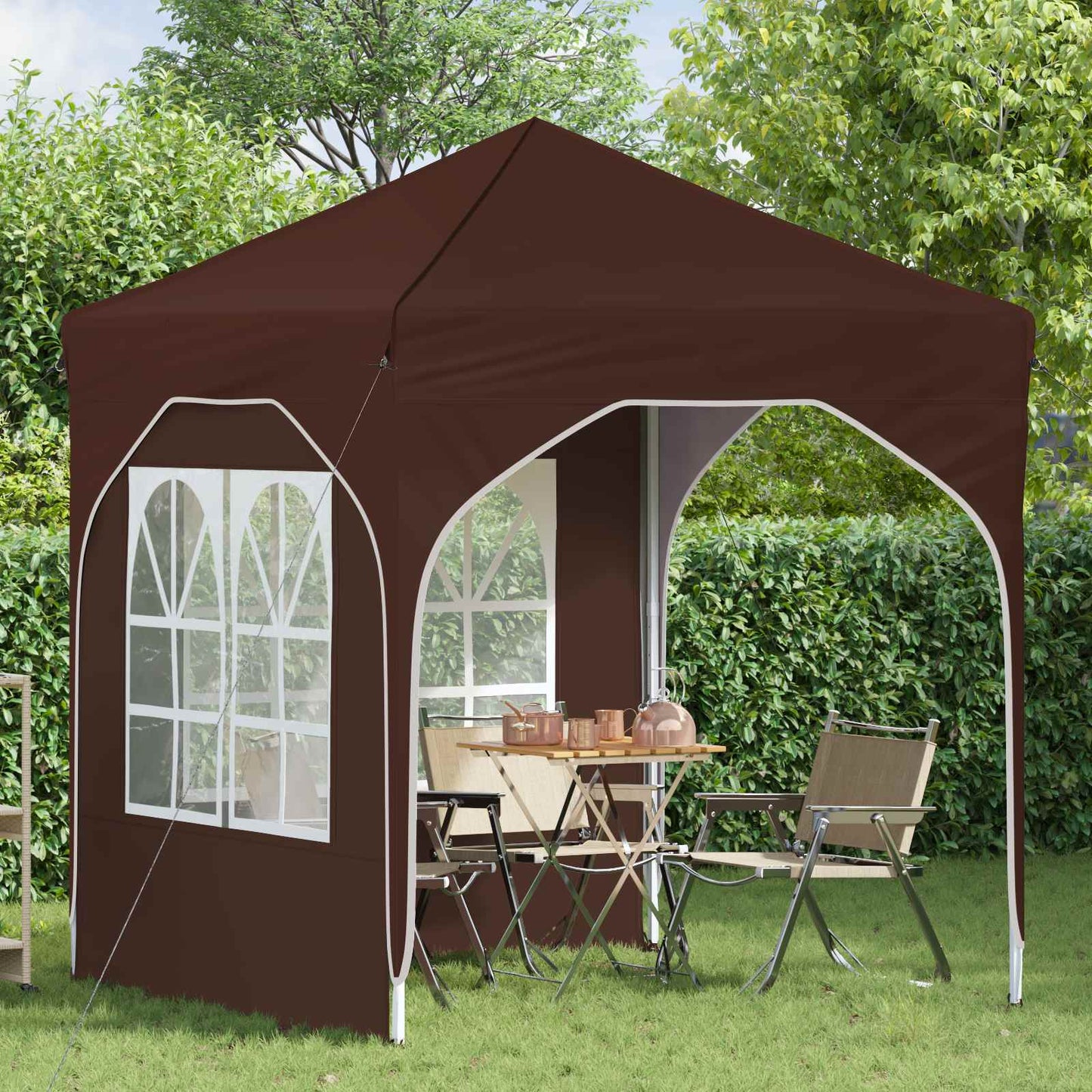 Pop-up Party Tent 192 x 192 x 245 cm Brown