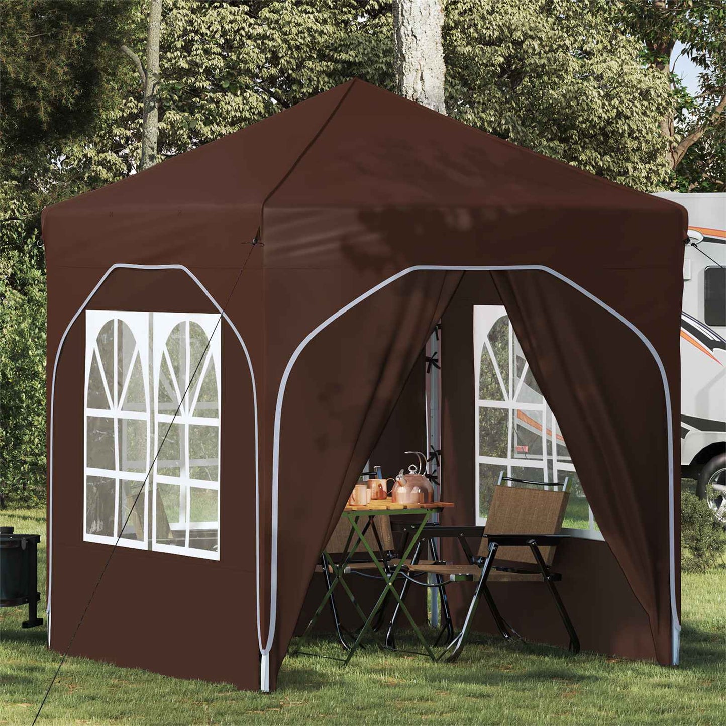 Pop-up Party Tent 192 x 192 x 245 cm Brown