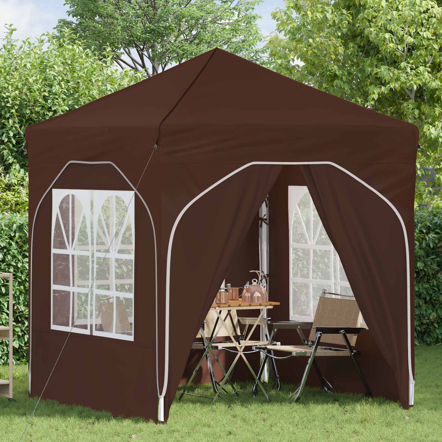 Pop-up Party Tent 192 x 192 x 245 cm Brown