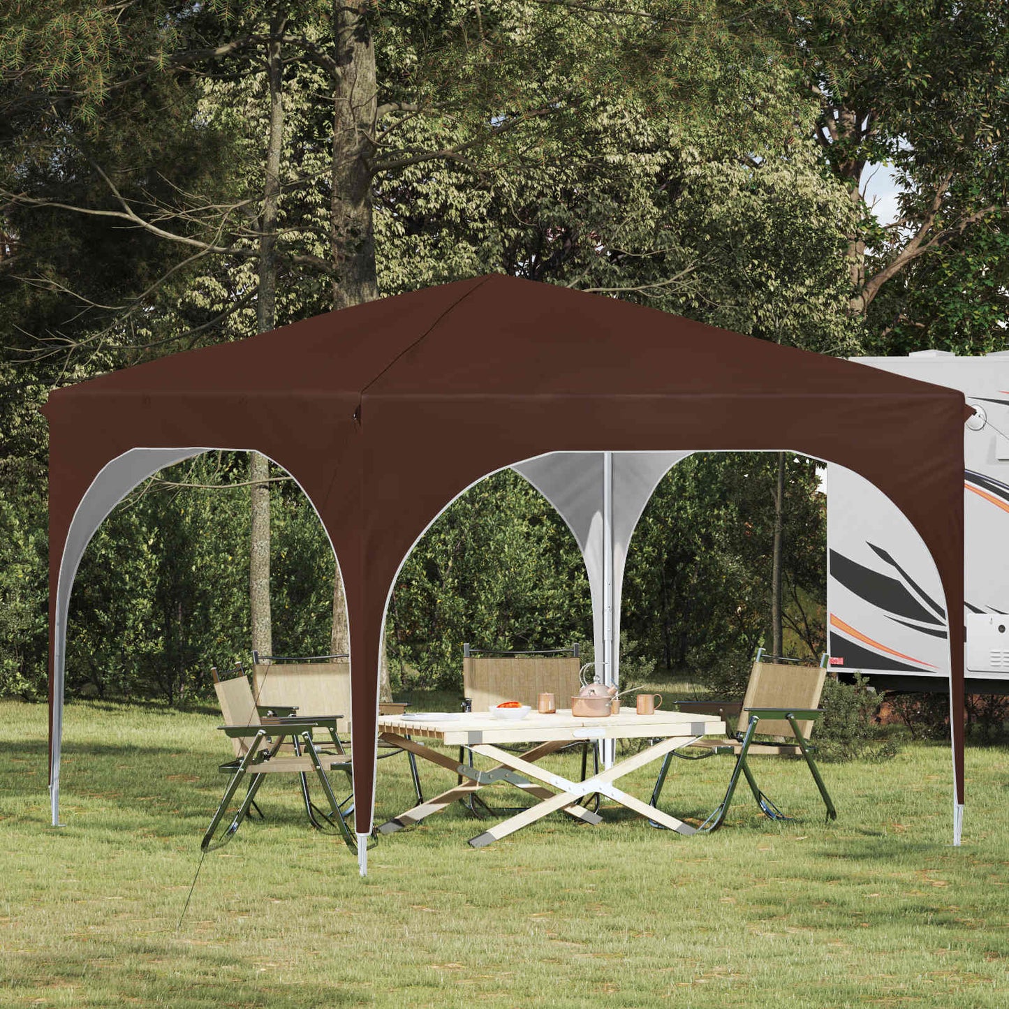 Pop-up Party Tent 290 x 290 x 245 cm Brown