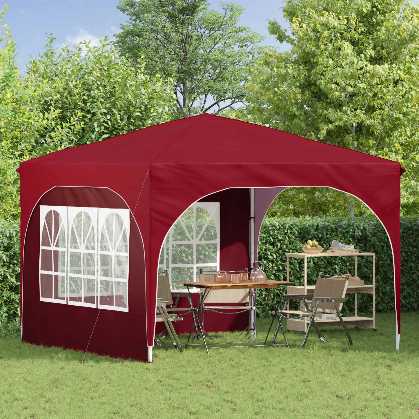 Pop-up Party Tent 290 x 290 x 245 cm Burgundy
