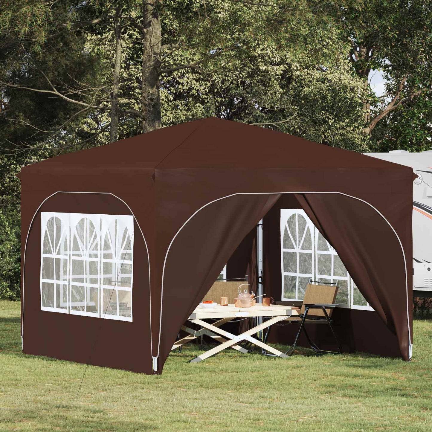 Pop-up Party Tent 290 x 290 x 245 cm Brown