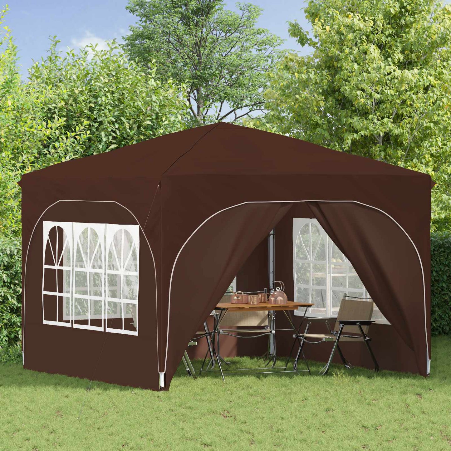 Pop-up Party Tent 290 x 290 x 245 cm Brown