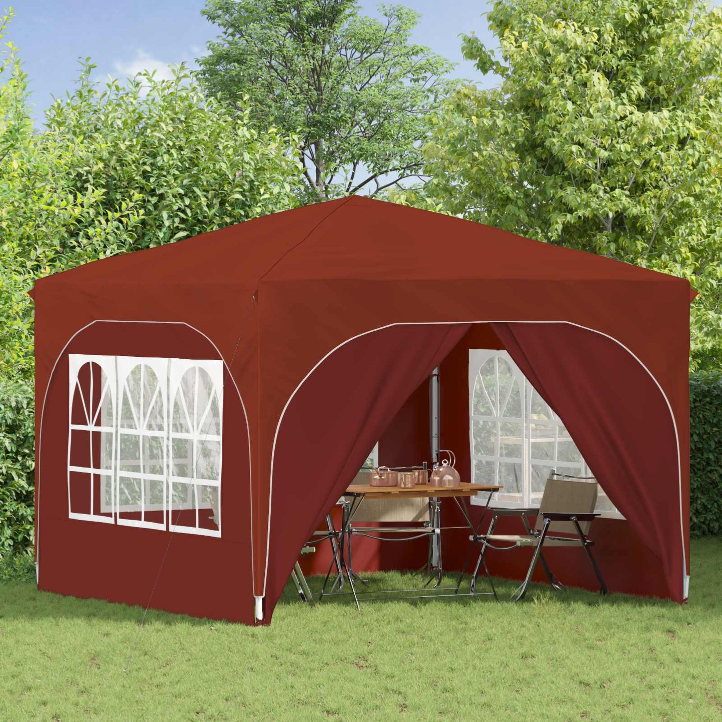 Pop-up Party Tent 290 x 290 x 245 cm Terracotta